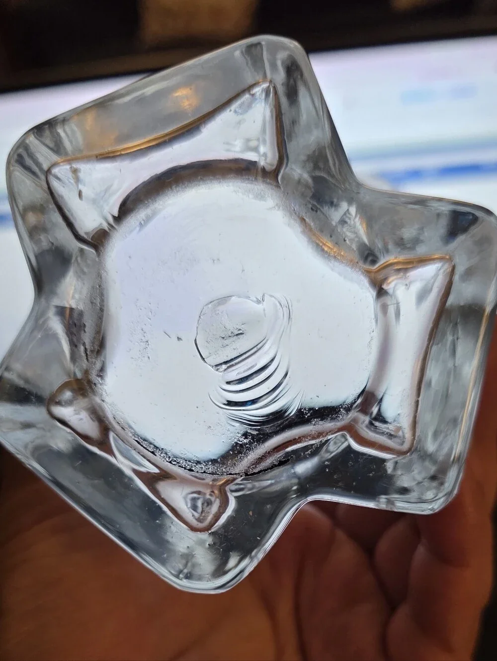 Vintage Muurla Finland Eva Clear Glass Hand Blown Ruffled Handkerchief Vase